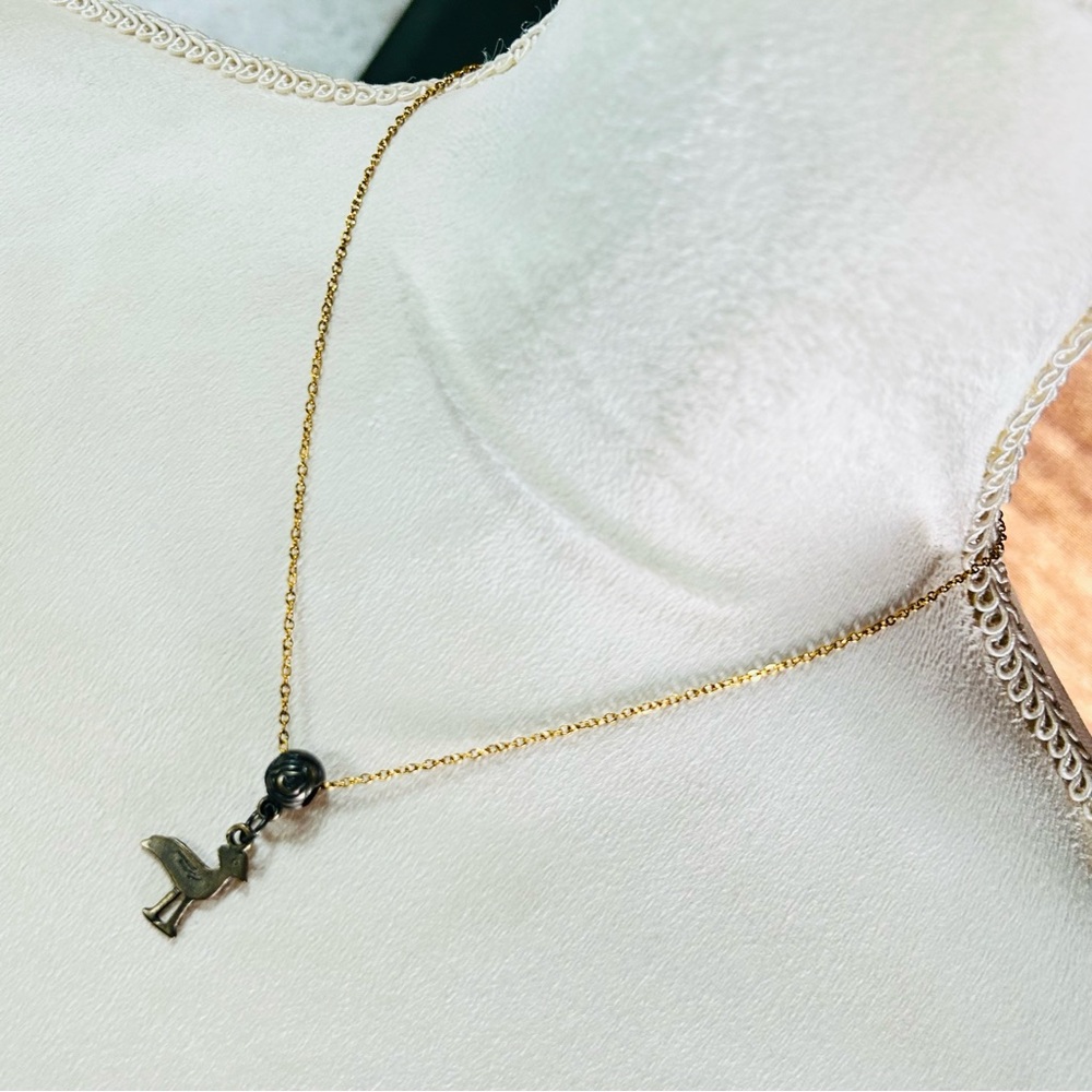 Handcrafted brass Kalevala waterfowl of Hattula pendant on chain necklace